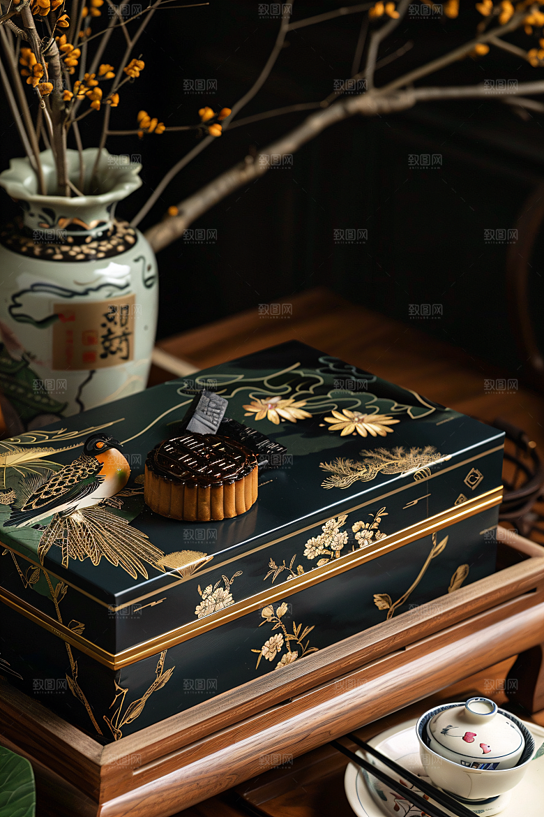 中秋月饼礼盒广式月饼中秋节摄影图