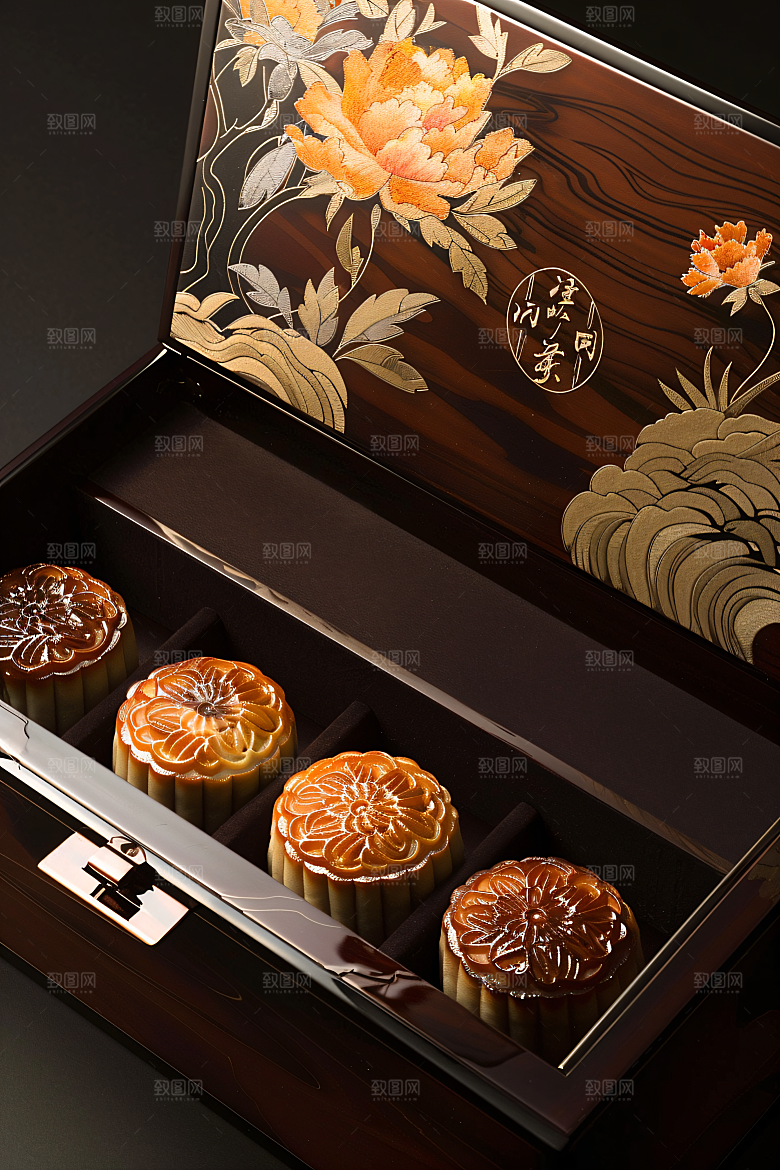 中秋月饼礼盒高清糕点摄影图