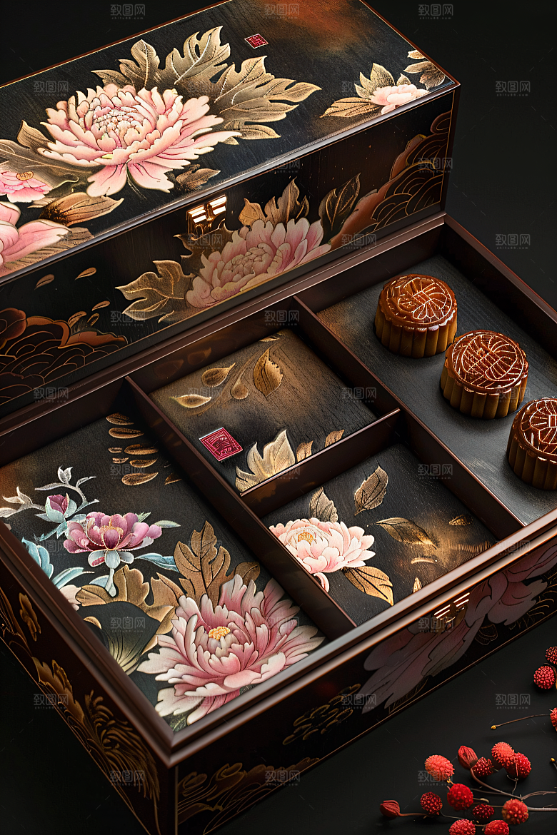 中秋月饼礼盒广式月饼中秋节摄影图