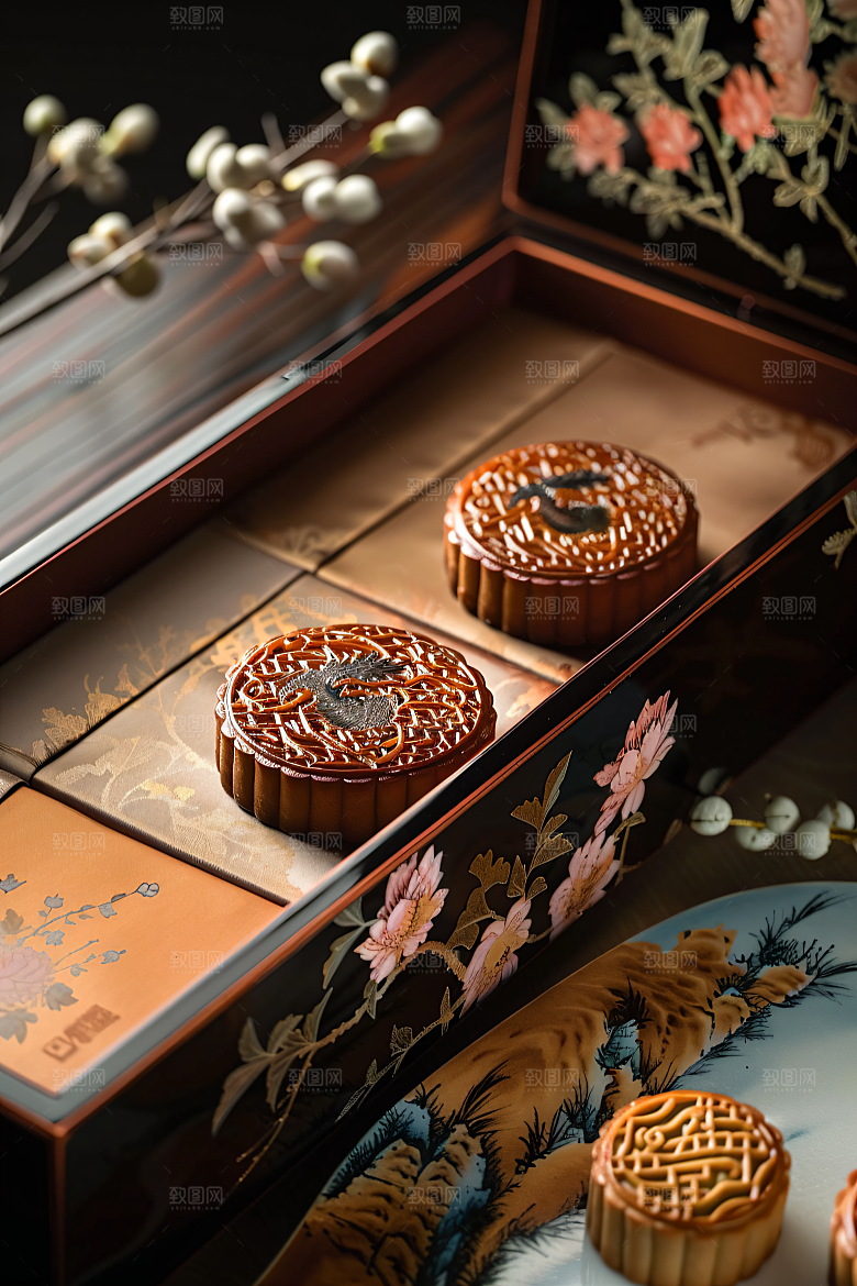 中秋月饼礼盒中秋节礼品摄影图