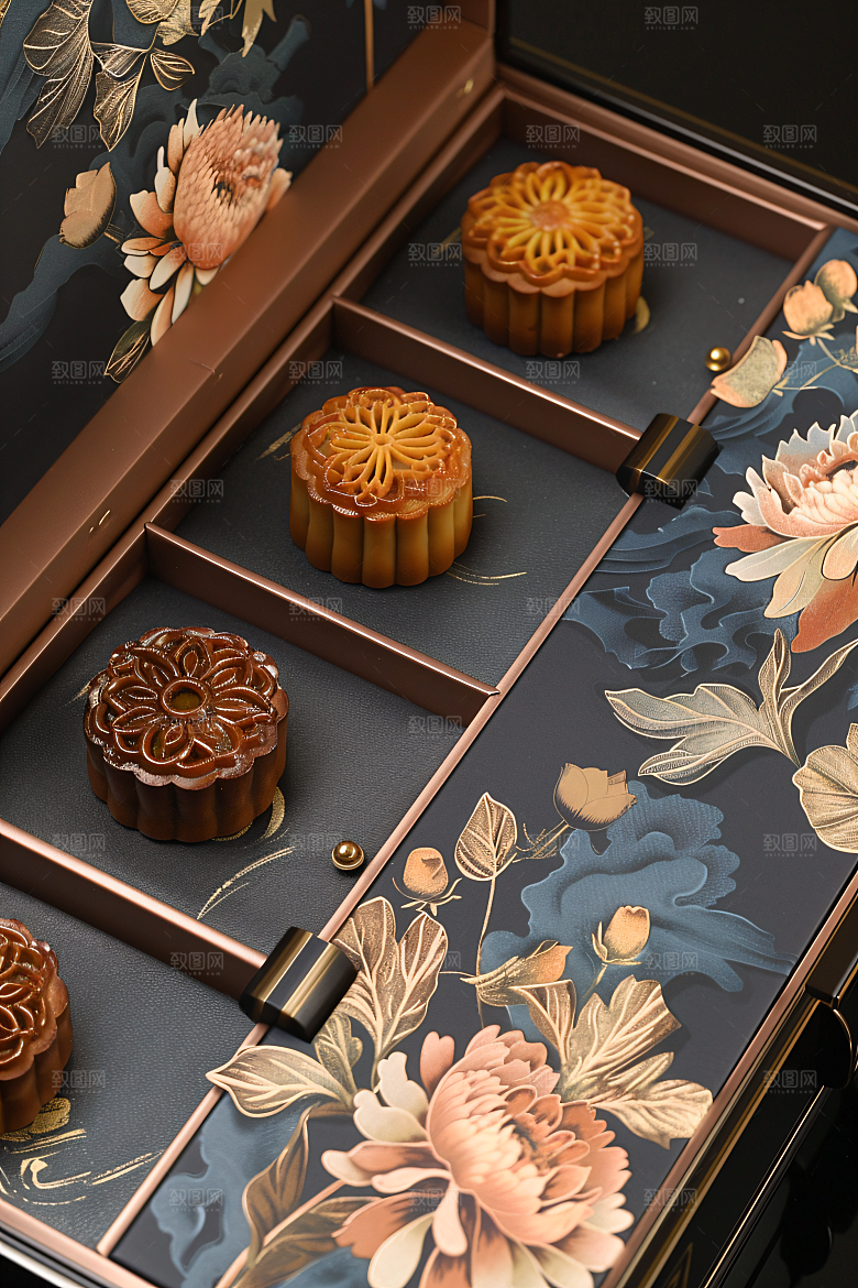 中秋月饼礼盒传统节日广式月饼摄影图