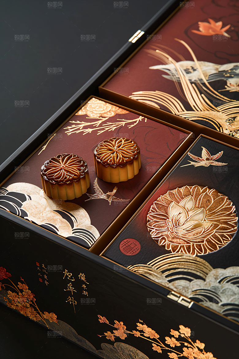 中秋月饼礼盒广式月饼中秋节摄影图