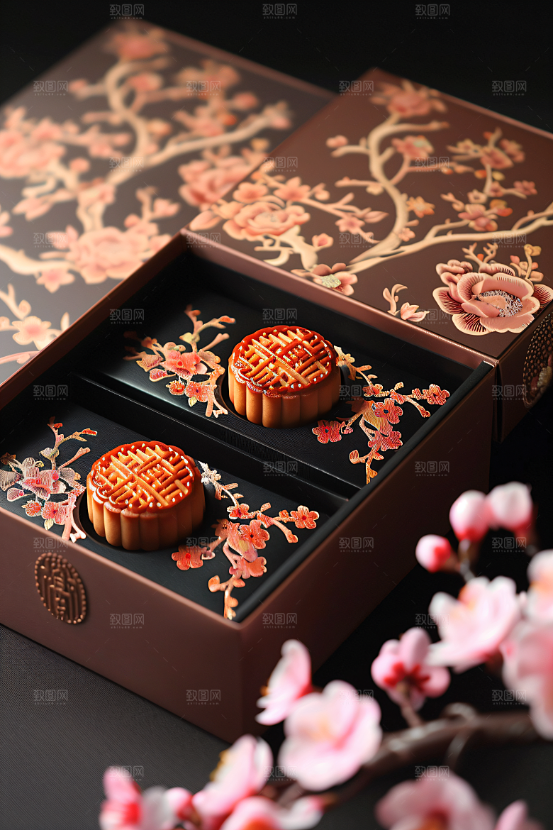 中秋月饼礼盒莲蓉月饼文化摄影图