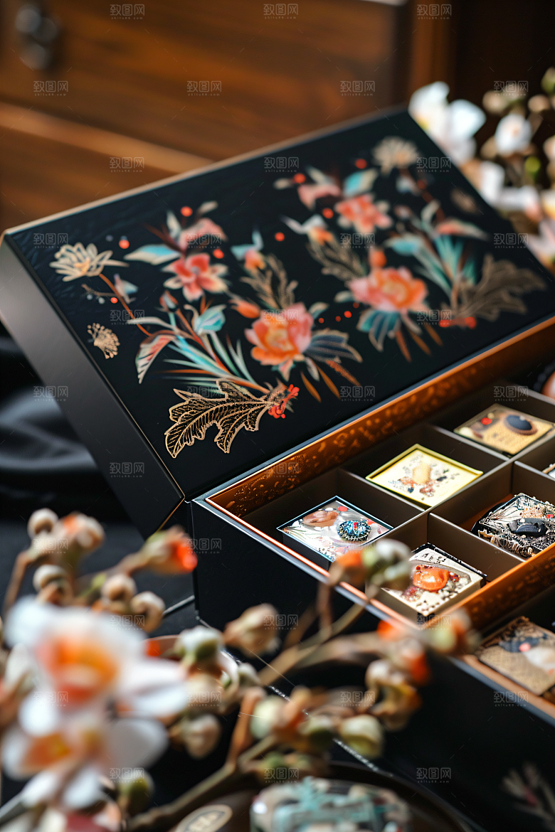 中秋月饼礼盒糕点中秋节摄影图