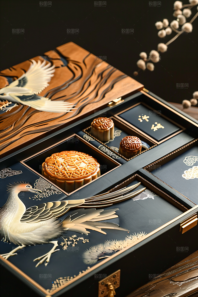 中秋月饼礼盒美食传统美食摄影图