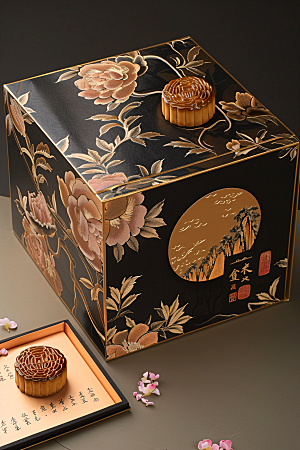 中秋月饼礼盒高清传统美食摄影图