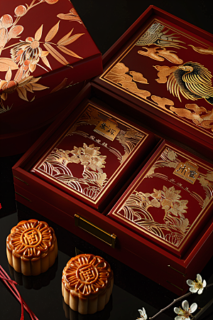 中秋月饼礼盒礼品传统节日摄影图
