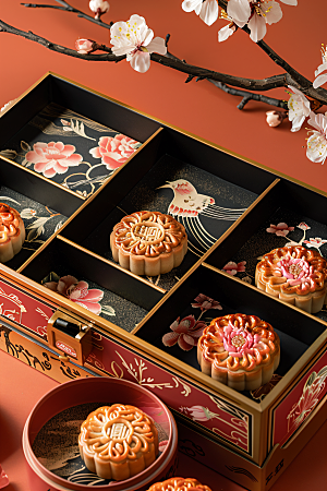 中秋月饼礼盒文化传统节日摄影图