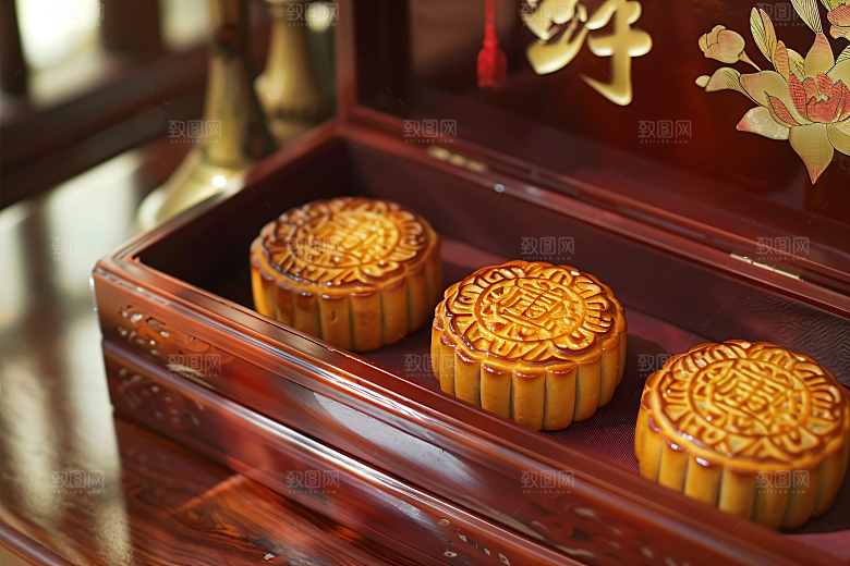 中秋月饼礼盒文化高清摄影图