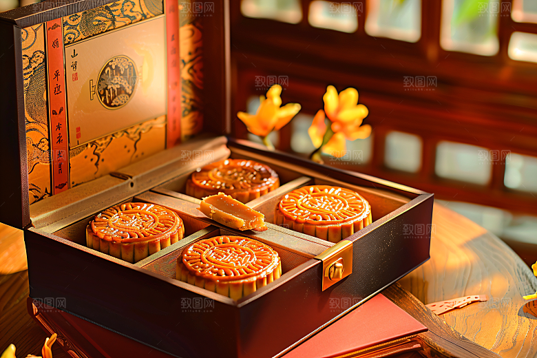 中秋月饼礼盒文化广式月饼摄影图