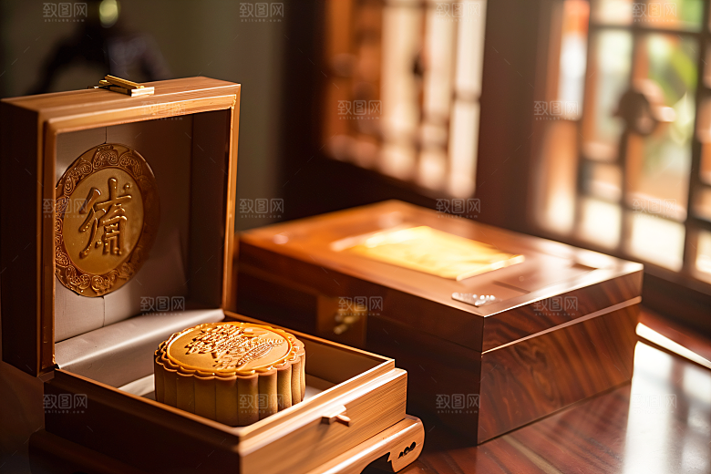 中秋月饼礼盒美味广式月饼摄影图