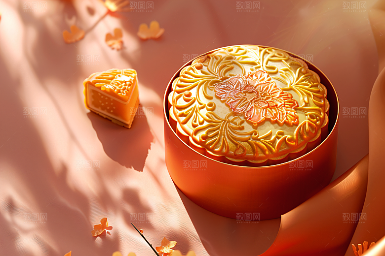 中秋月饼礼盒传统节日糕点摄影图