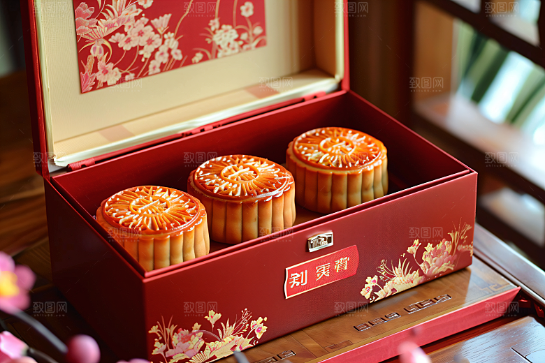 中秋月饼礼盒礼品传统节日摄影图