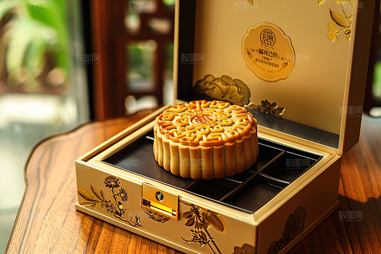 中秋月饼礼盒礼品传统美食摄影图