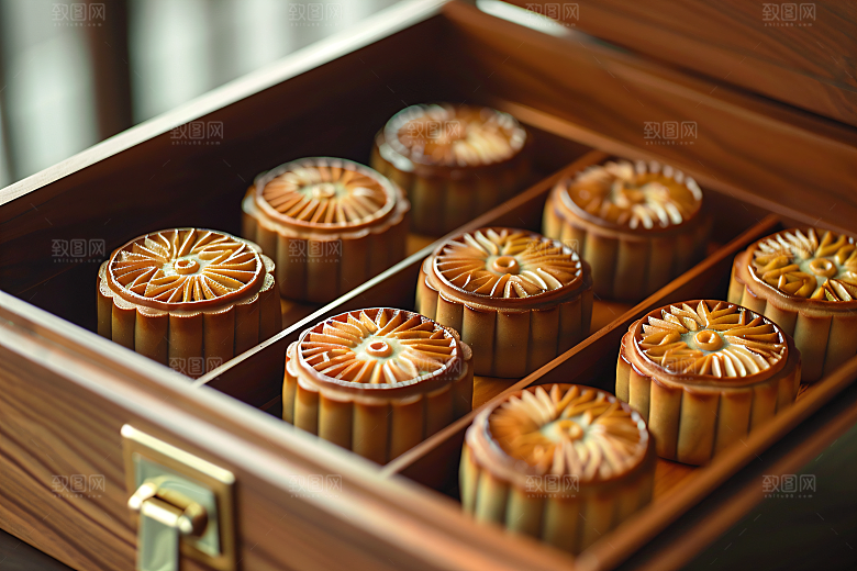 中秋月饼礼盒礼品美味摄影图