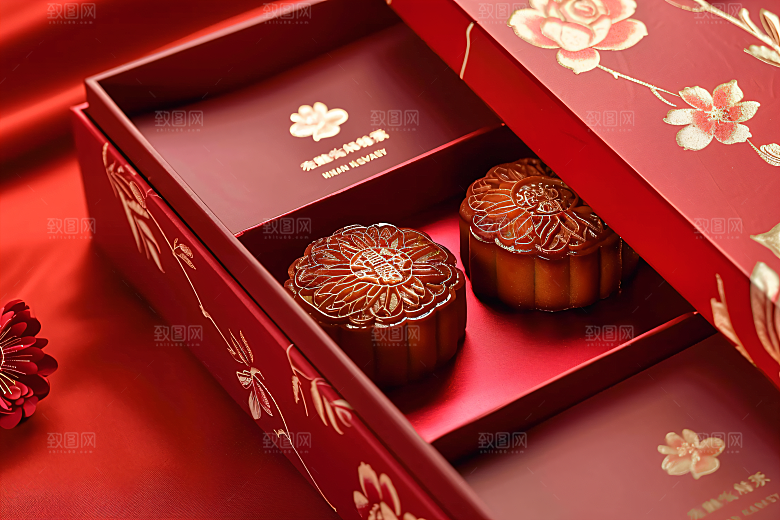 中秋月饼礼盒习俗传统节日摄影图