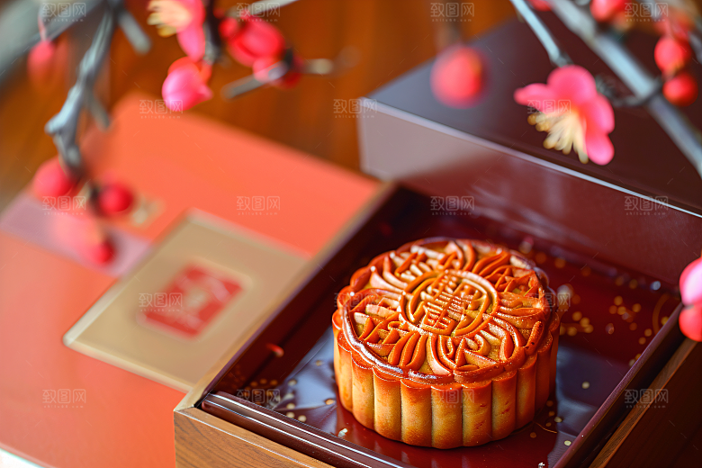 中秋月饼礼盒传统美食传统节日摄影图