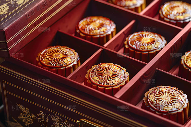 中秋月饼礼盒文化美味摄影图
