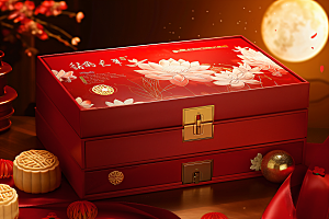 中秋月饼礼盒习俗中秋节摄影图