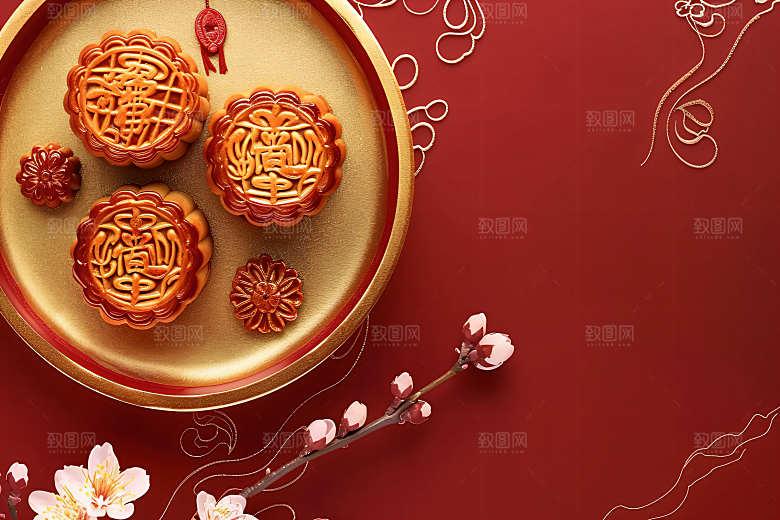 中秋月饼礼盒传统节日礼品摄影图