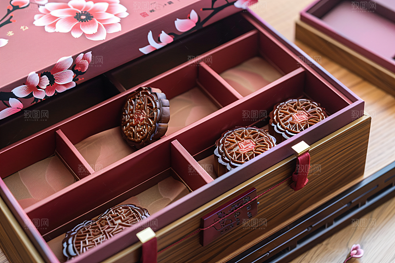 中秋月饼礼盒莲蓉月饼中秋节摄影图