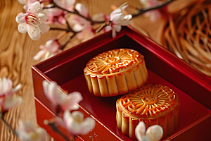 中秋月饼礼盒文化精致摄影图