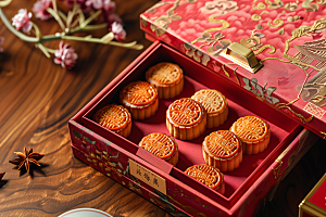 中秋月饼礼盒习俗文化摄影图