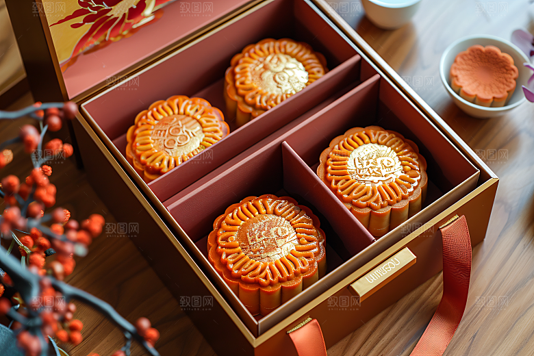 中秋月饼礼盒糕点高清摄影图