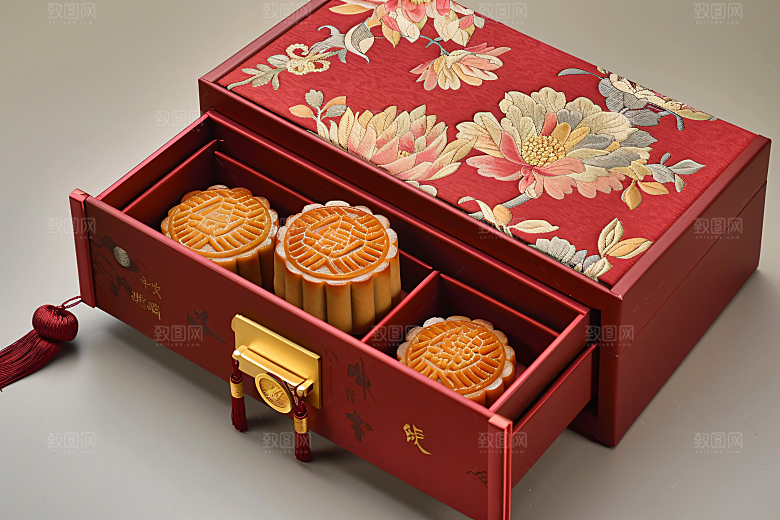 中秋月饼礼盒高清传统美食摄影图