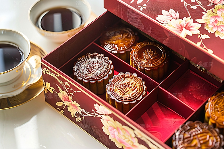 中秋月饼礼盒文化传统节日摄影图