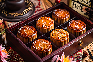 中秋月饼礼盒高清美食摄影图