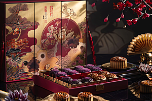 中秋月饼礼盒习俗传统节日摄影图