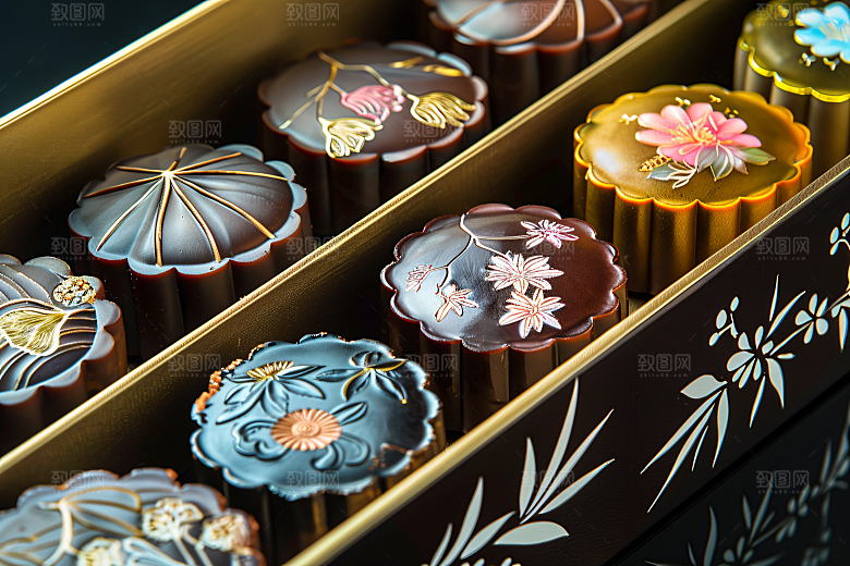 中秋月饼礼盒美食文化摄影图