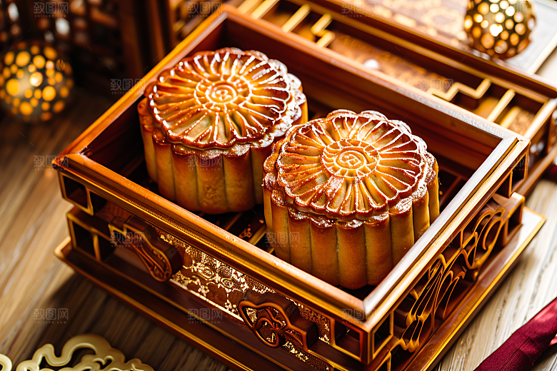 中秋月饼礼盒高清传统美食摄影图