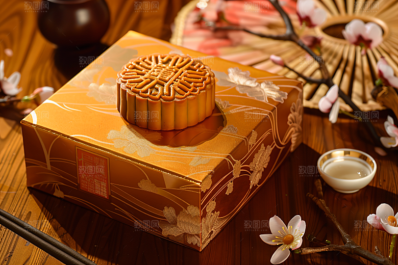 中秋月饼礼盒高清美味摄影图
