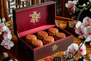 中秋月饼礼盒美味传统节日摄影图