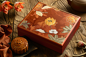 中秋月饼礼盒传统美食美食摄影图