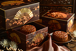 中秋月饼礼盒传统节日广式月饼摄影图