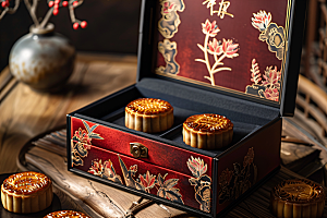 中秋月饼礼盒习俗传统美食摄影图
