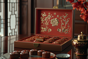 中秋月饼礼盒文化中秋节摄影图