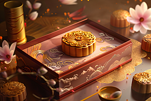 中秋月饼礼盒精致传统节日摄影图