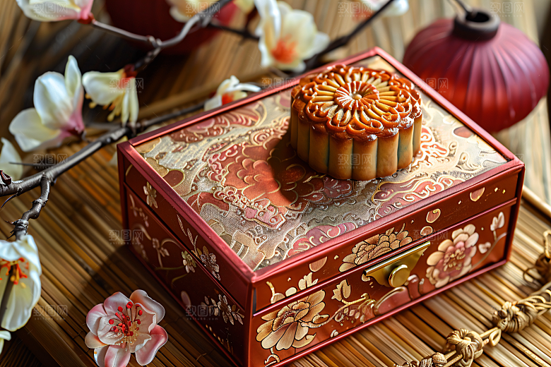 中秋月饼礼盒传统节日中秋节摄影图