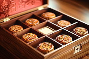 中秋月饼礼盒广式月饼高清摄影图