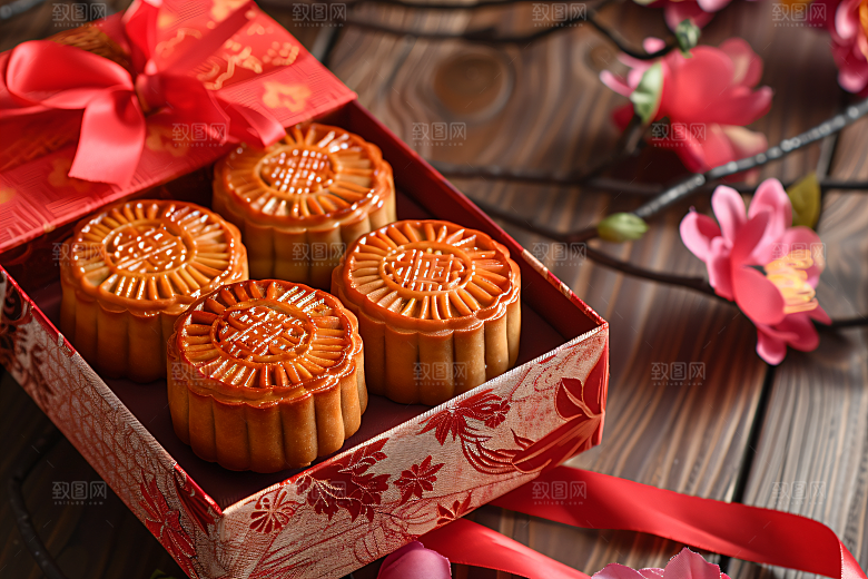 中秋月饼礼盒糕点高清摄影图