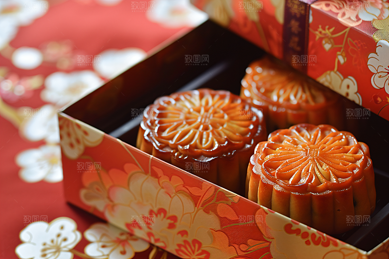 中秋月饼礼盒文化习俗摄影图