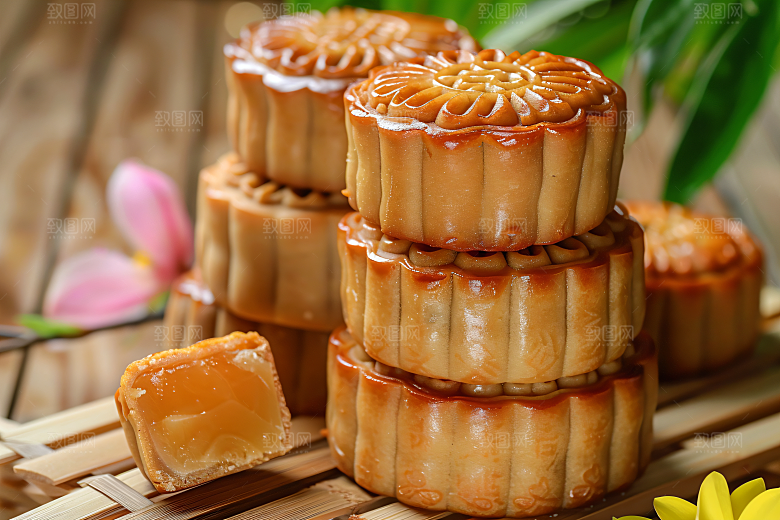 中秋月饼礼盒习俗美食摄影图
