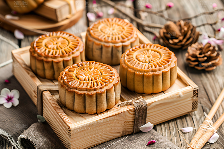 中秋月饼礼盒中秋节广式月饼摄影图
