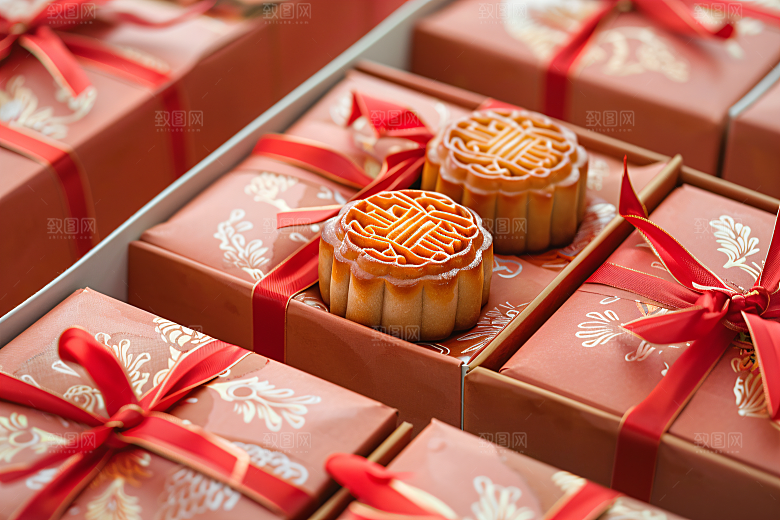 中秋月饼礼盒莲蓉月饼高清摄影图