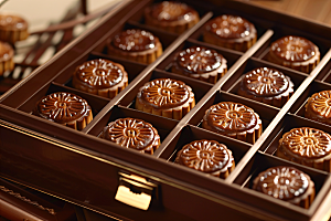 中秋月饼礼盒传统节日传统美食摄影图