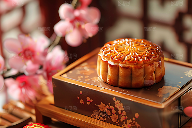 中秋月饼礼盒习俗广式月饼摄影图